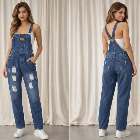 Denim - Overall jeans distressed size small